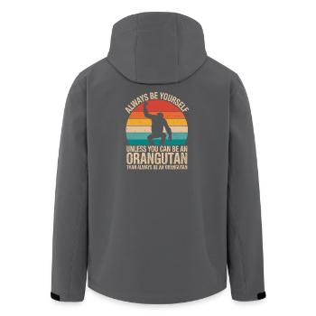 Always Be Yourself Orangutan Motif - Men’s Recycled Softshell Jacket by Stanley/Stella - black - Back - AI Model Male 185 light (185cm)