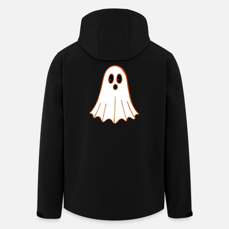 Fantôme Cartoon Orange Outline - Veste softshell homme en polyester recyclé Stanley/Stella - noir