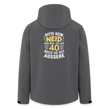 40er Jubel Shirt – Kein Neid , gut aussehen - Recycelte Männer Softshell-Jacke von Stanley/Stella - Schwarz - Hinten - AI Model Male 185 light (185cm)