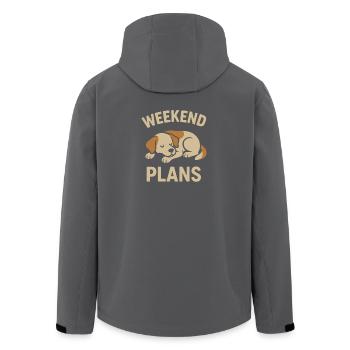 Plans de week-end – Motif du chien endormi - Veste softshell homme en polyester recyclé Stanley/Stella - noir - Dos - AI Model Male 185 light (185cm)