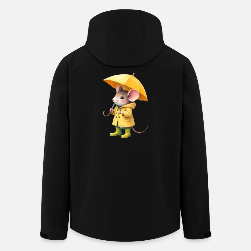 Souris en imperméable jaune - Veste softshell homme en polyester recyclé Stanley/Stella - noir