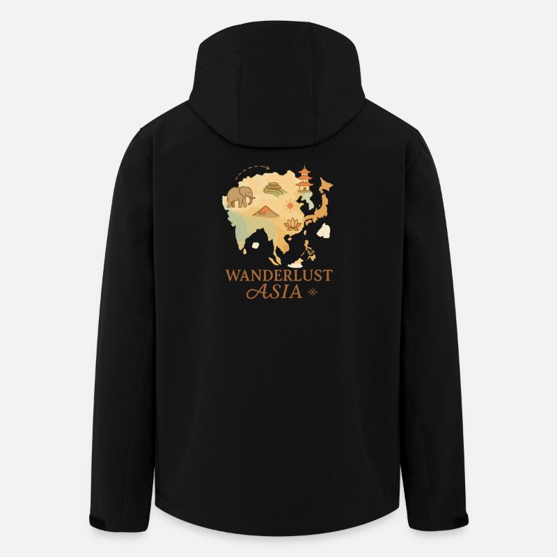 Wanderlust Asia – Wanderlust Asia Map - Men’s Recycled Softshell Jacket by Stanley/Stella - black