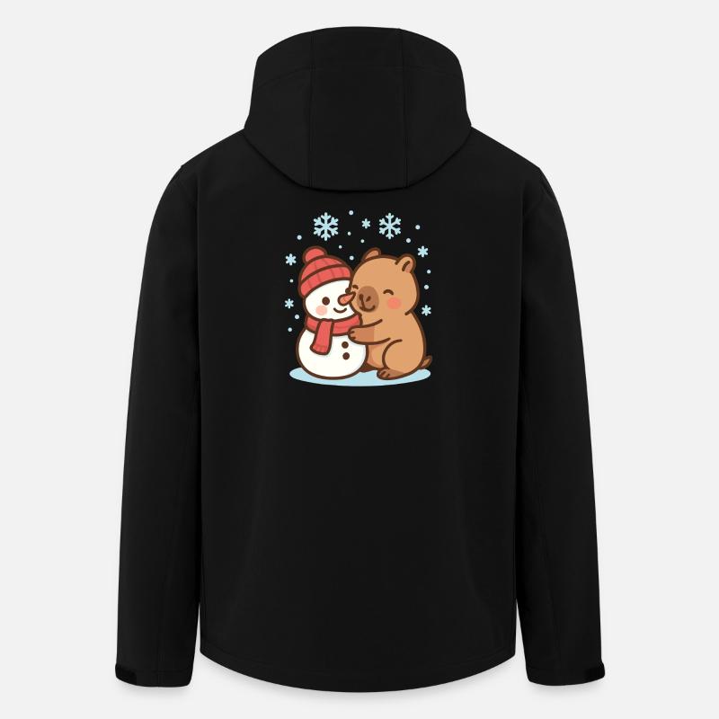 Capybara hugging snowman in winter - Men’s Recycled Softshell Jacket by Stanley/Stella - black