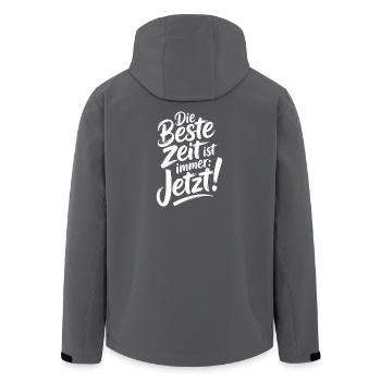 The best time is always live now Carpe Diem - Men’s Recycled Softshell Jacket by Stanley/Stella - anthracite - Back - AI Model Male 185 light (185cm)