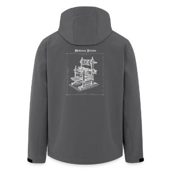 Illustration de machine d’imprimante antique - Veste softshell homme en polyester recyclé Stanley/Stella - noir - Dos - AI Model Male 185 light (185cm)