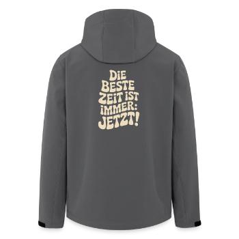 The best time is always live now Carpe Diem - Men’s Recycled Softshell Jacket by Stanley/Stella - anthracite - Back - AI Model Male 185 light (185cm)