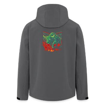 Neon-Bullenladung im Marktkreislauf, Investieren - Recycelte Männer Softshell-Jacke von Stanley/Stella - Schwarz - Hinten - AI Model Male 185 light (185cm)