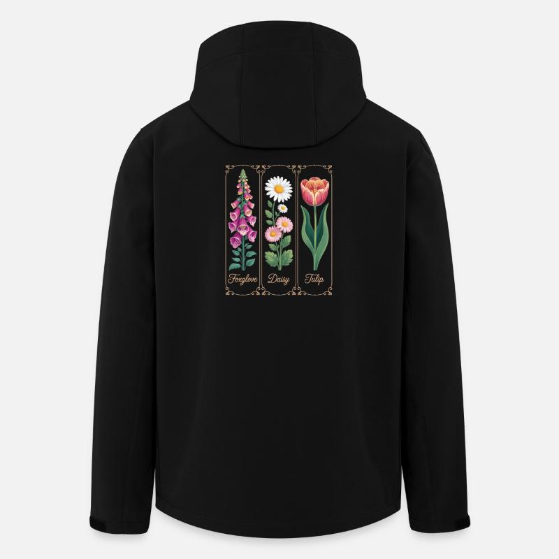 Botanical Foxglove Daisy Tulip Blumen - Recycelte Männer Softshell-Jacke von Stanley/Stella - Schwarz