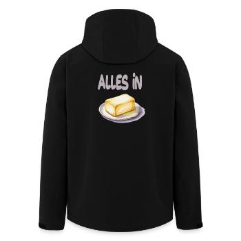 Alles In Butter Humorvolle Illustration - Recycelte Männer Softshell-Jacke von Stanley/Stella - Schwarz - Hinten - AI Model Male 185 light (185cm)