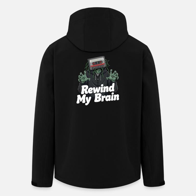 Rewind My Brain Zombie Illustration - Men’s Recycled Softshell Jacket by Stanley/Stella - black