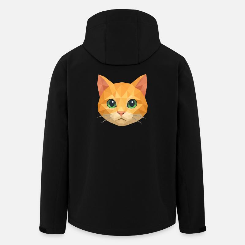 Polygon Cat – Conception géométrique de chat - Veste softshell homme en polyester recyclé Stanley/Stella - noir