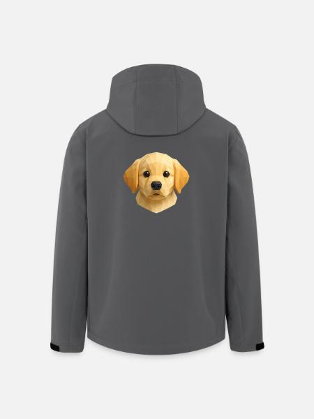 Cute Golden Retriever Puppy – Polygon Dog Design - Men’s Recycled Softshell Jacket by Stanley/Stella - black