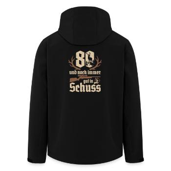 Jäger 80. Geburtstag Jagd 80 Jahre gut in Schuss - Recycelte Männer Softshell-Jacke von Stanley/Stella - Schwarz - Hinten - AI Model Male 185 light (185cm)