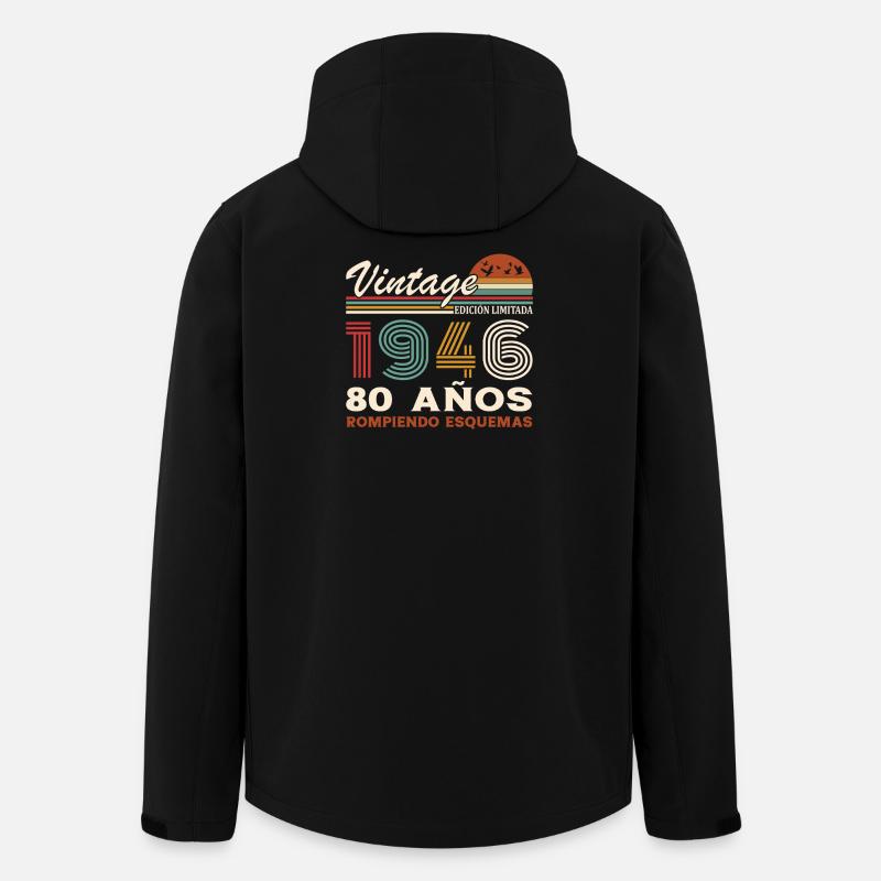 80ème Anniversaire 80 Ans Millésime 1946 - Veste softshell homme en polyester recyclé Stanley/Stella - noir