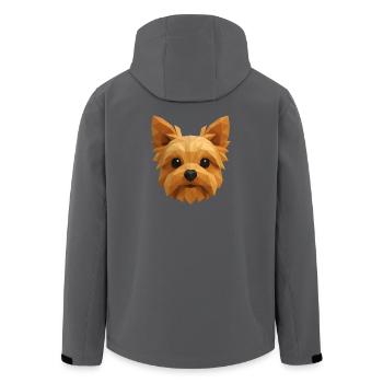 Cute Yorkshire Terrier – Polygon Dog Design - Men’s Recycled Softshell Jacket by Stanley/Stella - black - Back - AI Model Male 185 light (185cm)