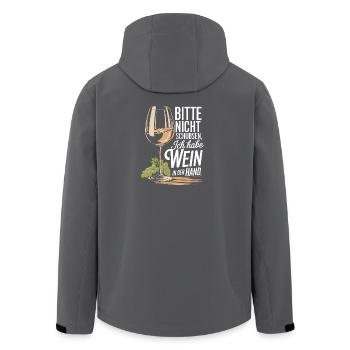 S’il vous plaît, ne poussez pas, j’ai du vin à la main - Veste softshell homme en polyester recyclé Stanley/Stella - charbon - Dos - AI Model Male 185 light (185cm)