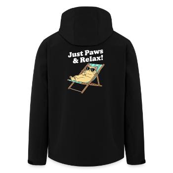 Relax Katze im Liegestuhl - Recycelte Männer Softshell-Jacke von Stanley/Stella - Schwarz - Hinten - AI Model Male 185 light (185cm)