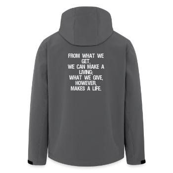 from what we get we can make a living what we give - Recycelte Männer Softshell-Jacke von Stanley/Stella - Schwarz - Hinten - AI Model Male 185 light (185cm)