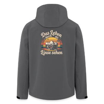 Das Leben Durch Die Linse Sehen Vintage Camera - Recycelte Männer Softshell-Jacke von Stanley/Stella - Anthrazit - Hinten - AI Model Male 185 light (185cm)