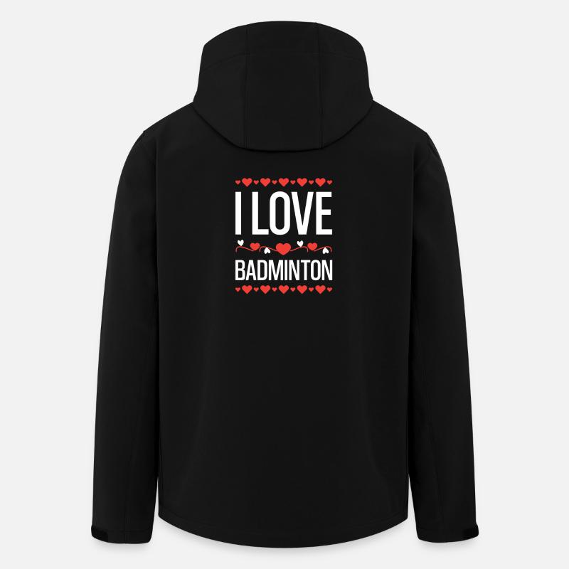I Love Badminton Herzdesign - Recycelte Männer Softshell-Jacke von Stanley/Stella - Schwarz