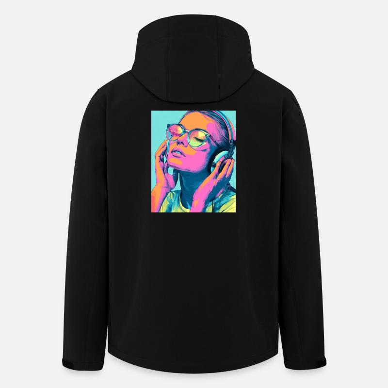 Neon Popart Headphone Portrait - Men’s Recycled Softshell Jacket by Stanley/Stella - black
