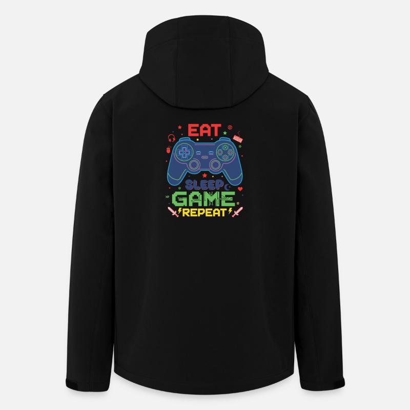 Eat Sleep Game Repeat Neon Controller - Recycelte Männer Softshell-Jacke von Stanley/Stella - Schwarz
