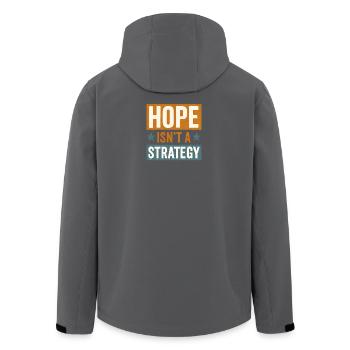 Hoffnung ist keine Strategie, motivierendes Sprichwort - Recycelte Männer Softshell-Jacke von Stanley/Stella - Schwarz - Hinten - AI Model Male 185 light (185cm)