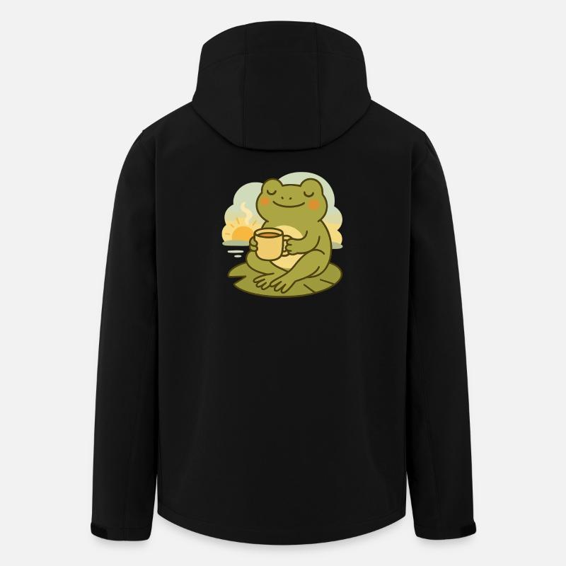Frosch mit Kaffee – Morgenruhe Design - Recycelte Männer Softshell-Jacke von Stanley/Stella - Schwarz