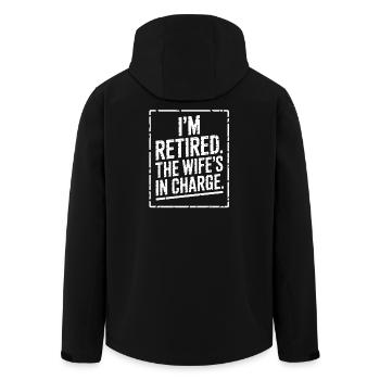 Retired : Wife in Charge - Men’s Recycled Softshell Jacket by Stanley/Stella - black - Back - AI Model Male 185 light (185cm)