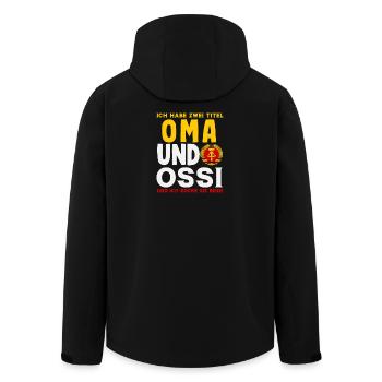 Oma Ossi Spruch Rocke Beide DDR Stolz - Recycelte Männer Softshell-Jacke von Stanley/Stella - Schwarz - Hinten - AI Model Male 185 light (185cm)