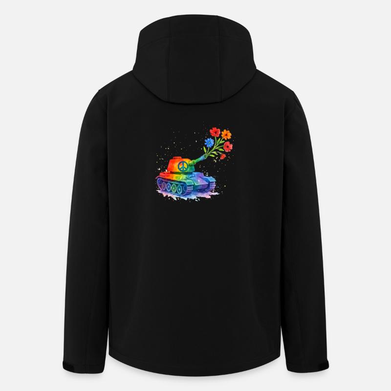 Char arc-en-ciel Peace – Aquarelle Antiwar - Veste softshell homme en polyester recyclé Stanley/Stella - noir