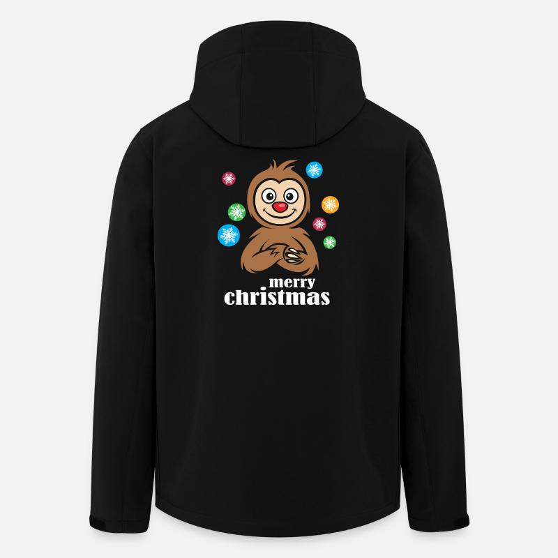Christmas Sloth Cartoon with Snowflakes - Men’s Recycled Softshell Jacket by Stanley/Stella - black