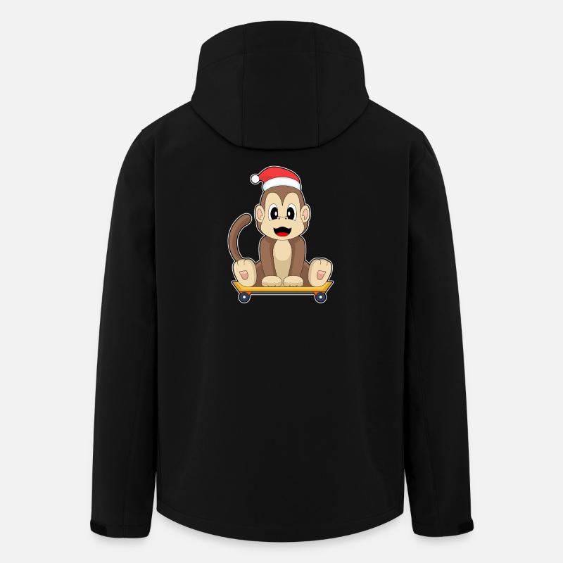 Monkey Christmas Skateboard - Men’s Recycled Softshell Jacket by Stanley/Stella - black