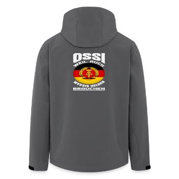 Ossi Weil Auch Wessis Helden Brauchen Spruch DDR - Recycelte Männer Softshell-Jacke von Stanley/Stella - Schwarz - Hinten - AI Model Male 185 light (185cm)