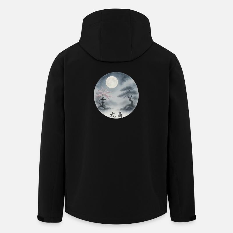 Mondnacht Zen Ukiyoe Landschaft - Recycelte Männer Softshell-Jacke von Stanley/Stella - Schwarz