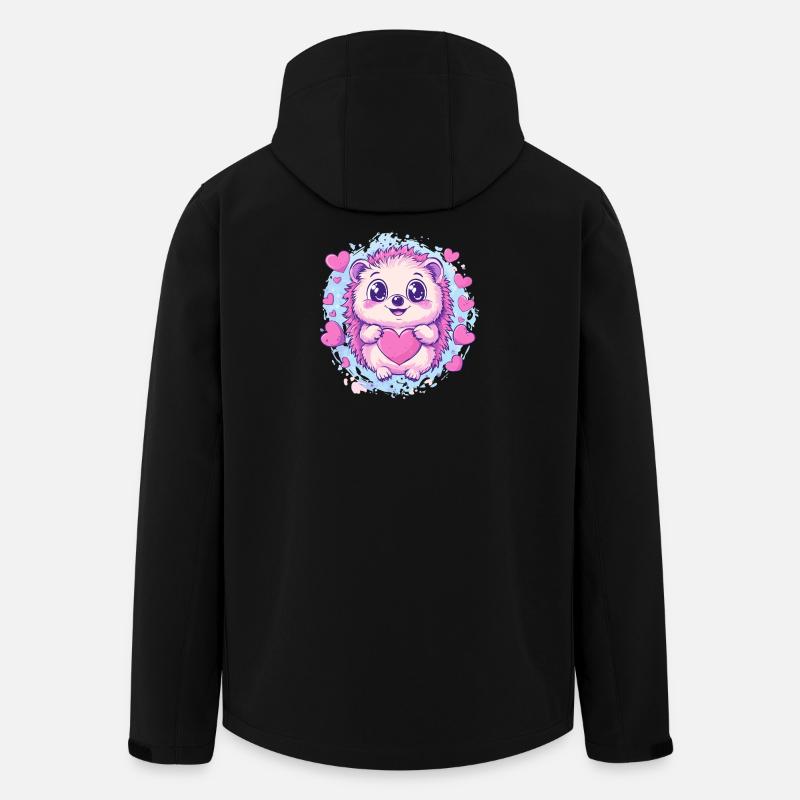 Hérisson câlin avec cœur - Veste softshell homme en polyester recyclé Stanley/Stella - noir