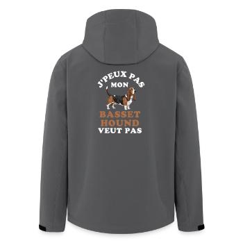 Basset Hound Jpeux Pas - Veste softshell homme en polyester recyclé Stanley/Stella - charbon - Dos - AI Model Male 185 light (185cm)