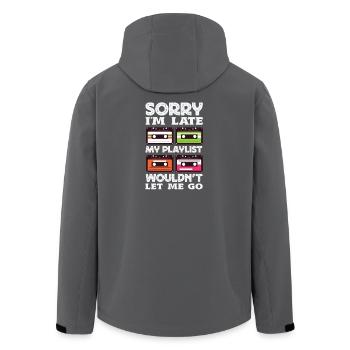Sorry I'm late. - Men’s Recycled Softshell Jacket by Stanley/Stella - anthracite - Back - AI Model Male 185 light (185cm)