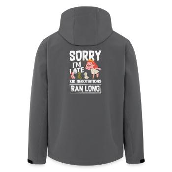 Sorry I'm late. - Men’s Recycled Softshell Jacket by Stanley/Stella - anthracite - Back - AI Model Male 185 light (185cm)