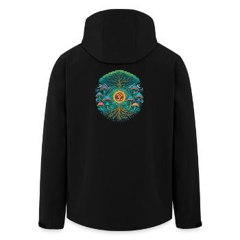 Goa Trance Arbre de Vie Champignons - Veste softshell homme en polyester recyclé Stanley/Stella - noir - Dos - AI Model Male 185 light (185cm)