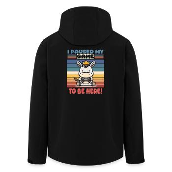 i paused my gam to be here - Men’s Recycled Softshell Jacket by Stanley/Stella - black - Back - AI Model Male 185 light (185cm)
