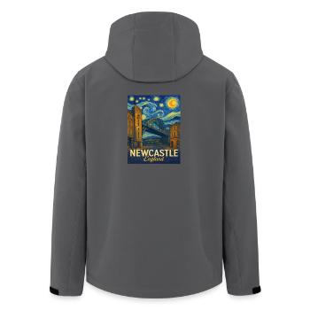 Newcastle, England - Men’s Recycled Softshell Jacket by Stanley/Stella - black - Back - AI Model Male 185 light (185cm)