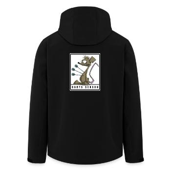 Lustiges DARTS SEASON Comic Motiv - Recycelte Männer Softshell-Jacke von Stanley/Stella - Schwarz - Hinten - AI Model Male 185 light (185cm)