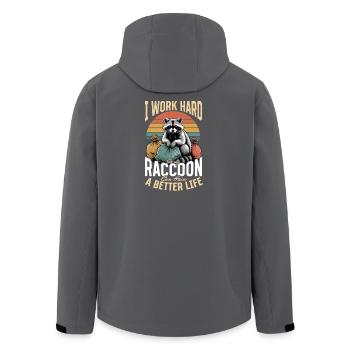 Funny Raccoon - Recycelte Männer Softshell-Jacke von Stanley/Stella - Schwarz - Hinten - AI Model Male 185 light (185cm)