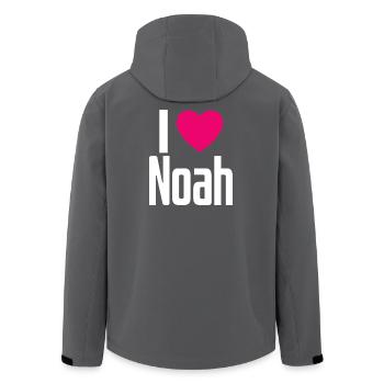 I Love Noah Pink Heart I Love Noah - Men’s Recycled Softshell Jacket by Stanley/Stella - anthracite - Back - AI Model Male 185 light (185cm)