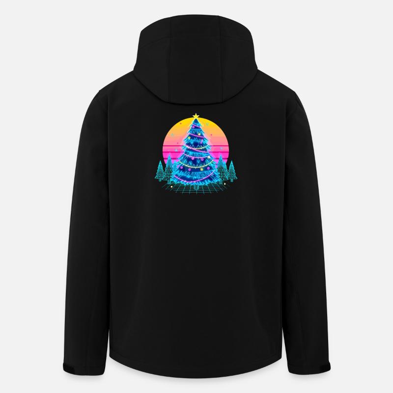 Neon Weihnachtsbaum Sonnenuntergang - Recycelte Männer Softshell-Jacke von Stanley/Stella - Schwarz