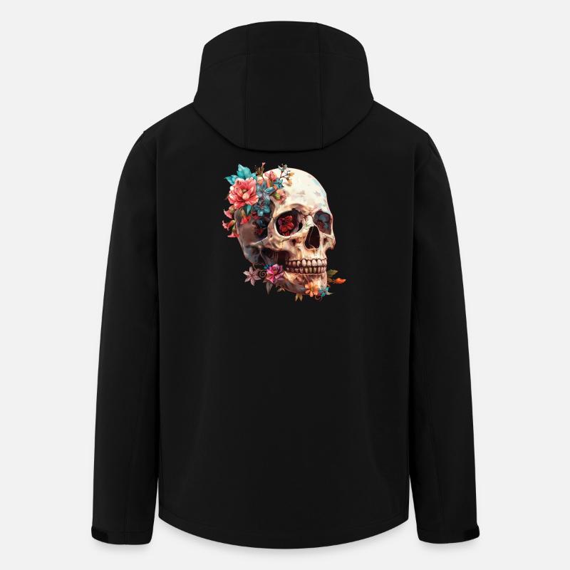 Totenkopf, Schädel mit Blumen - Recycelte Männer Softshell-Jacke von Stanley/Stella - Schwarz