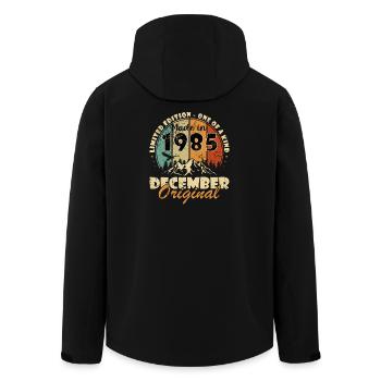 Décembre 1985 Anniversaire Décembre 1985 Décembre - Veste softshell homme en polyester recyclé Stanley/Stella - noir - Dos - AI Model Male 185 light (185cm)