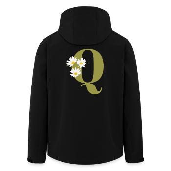 Letter q green daisies - Men’s Recycled Softshell Jacket by Stanley/Stella - black - Back - AI Model Male 185 light (185cm)