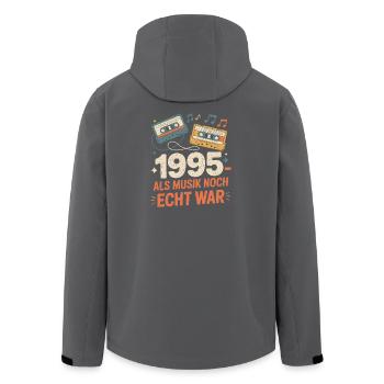1995 Als Musik Noch Echt War - Recycelte Männer Softshell-Jacke von Stanley/Stella - Schwarz - Hinten - AI Model Male 185 light (185cm)